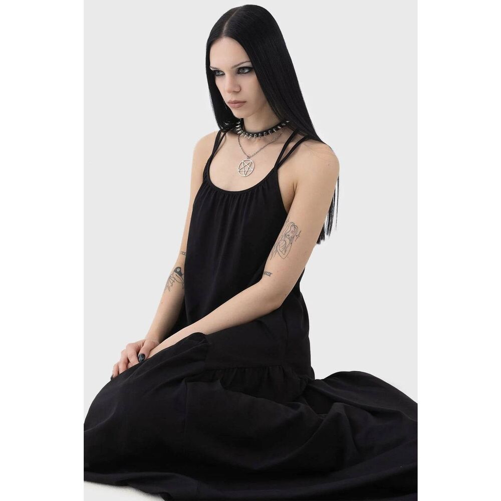 Killstar Demise Flowing Maxi Dress with Pentagram Strap Detailing - Picture 4 of 7